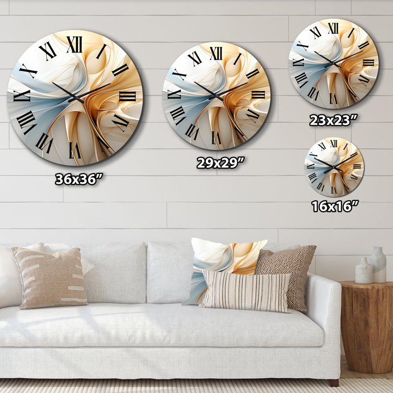 Horloge murale rétro en métal bleu et orange, Grand