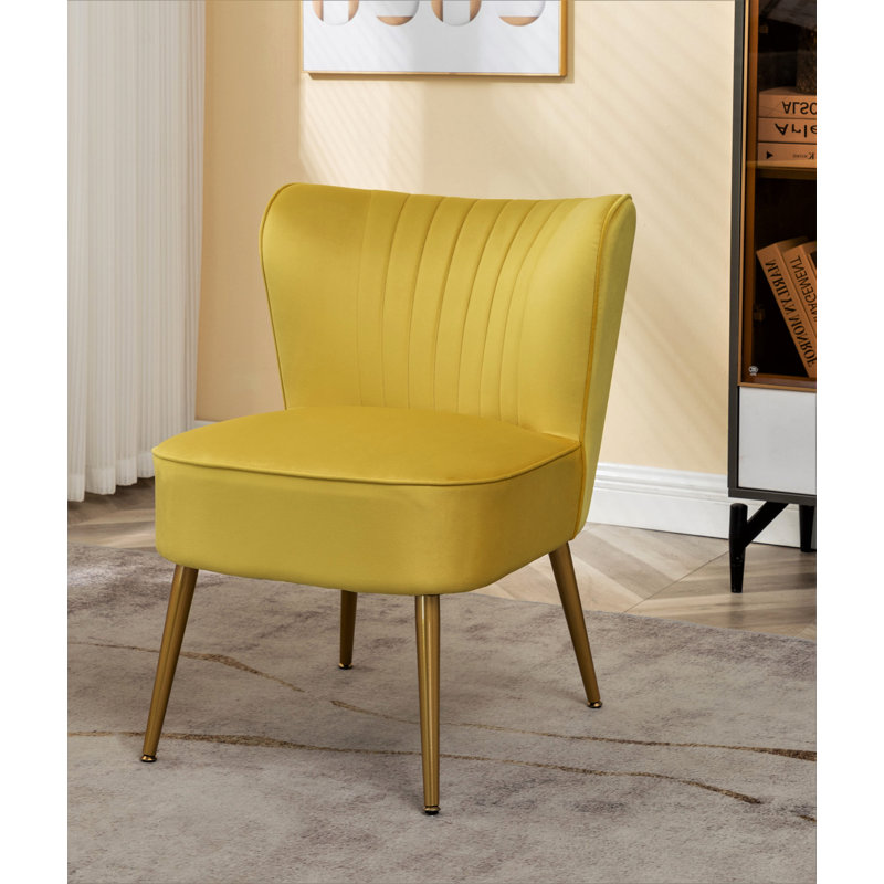 Upholstered Slipper Chair, Yellow