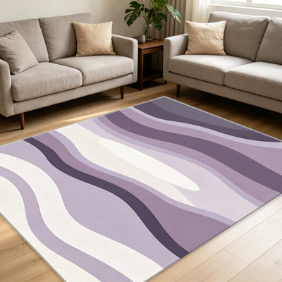 Tapis mauve de style Mid-Century moderne pour le salon, doux et confortable, convient à toutes les saisons, facile à entretenir, tapis de sol intérieur lavable à la machine, sous la ferme pour la chambre à coucher, la salle à manger, le bureau, le balcon, le patio