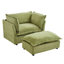 Fauteuil moderne avec repose-pieds mobile, siège large, accoudoirs courbés et coussins moelleux pour le salon, la chambre à coucher, vert
