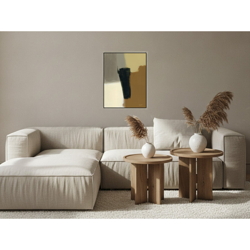 Earthy Abstract in Neutral Tones - Art mural sur toile encadrée, 14" H x 11" W, Silver