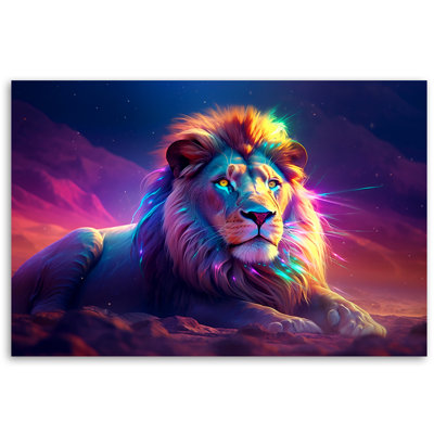 Neon Lion Africa - Wrapped Canvas Print