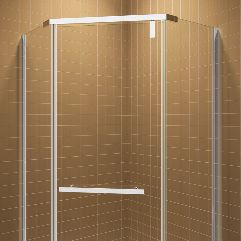 36" x 72" Chrome Neo-Angle Pivot Semi-Frameless Shower Enclosure