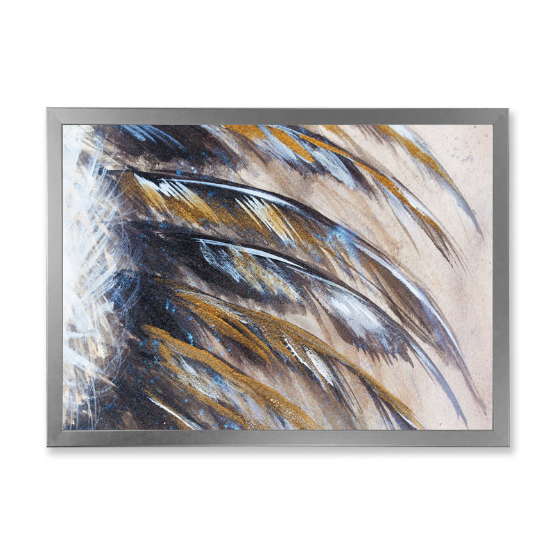 «Vibrant Abstract Black Feathers», reproduction sur toile flottante, H 8 po x l 12 po x P 1 po, Cadre de coin argenté fermé