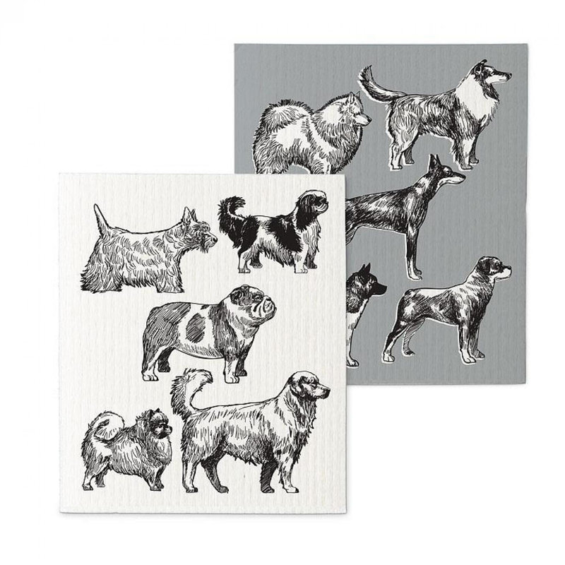 Ensemble de 2 débarbouillettes croquis de chien