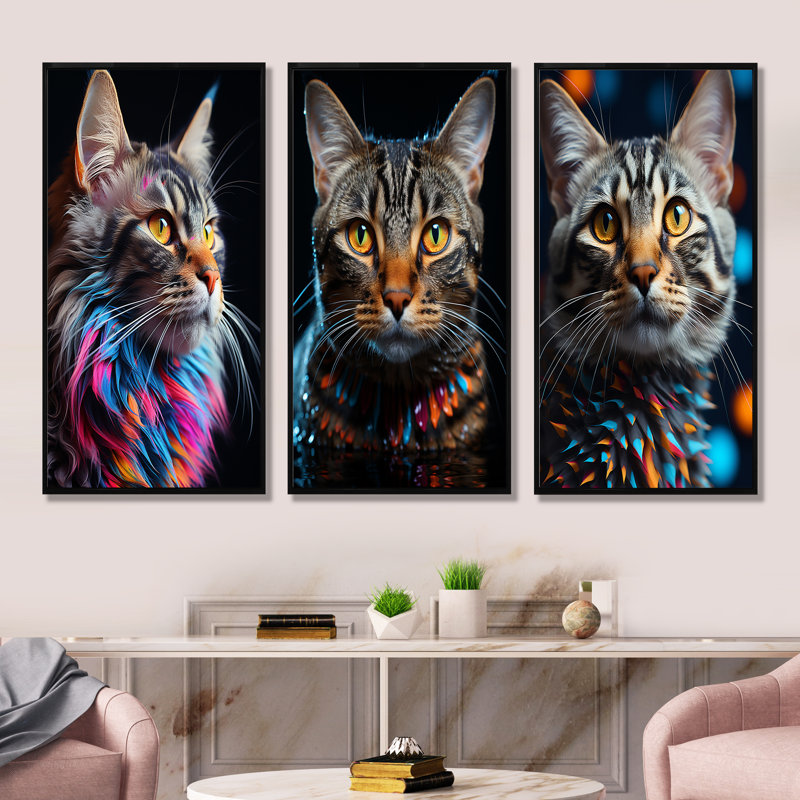 American Shorthair Harmony Cat, Cadre flottant noir, H 32 po x l 48 po