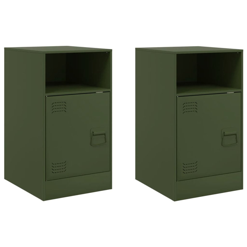 Lars 34.5cm W Steel Bedside Table, Olive Green