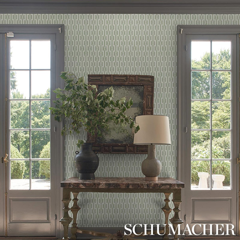 Schumacher X Veere Grenney Belvedere Wallpaper, Celadon