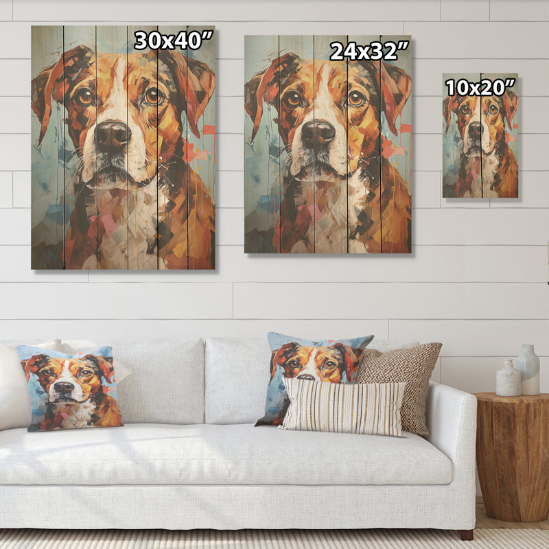Beagle Bliss - Art mural en bois de chien sur bois de pin naturel, H 32 po x l 24 po