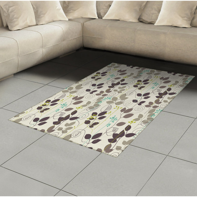 Tapis décoratif floral à haute densité en fibres de polyester, Rectangle 2 pi 7 po x 5 pi