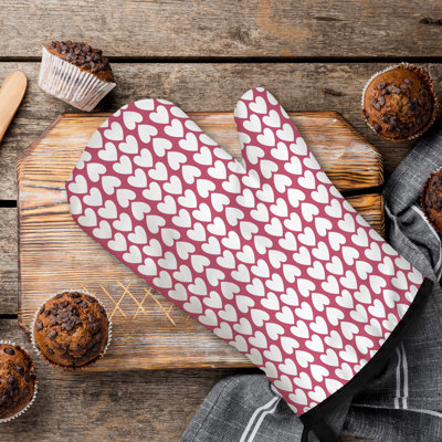 Valentine Love Shapes Oven Mitt Cotton Twill