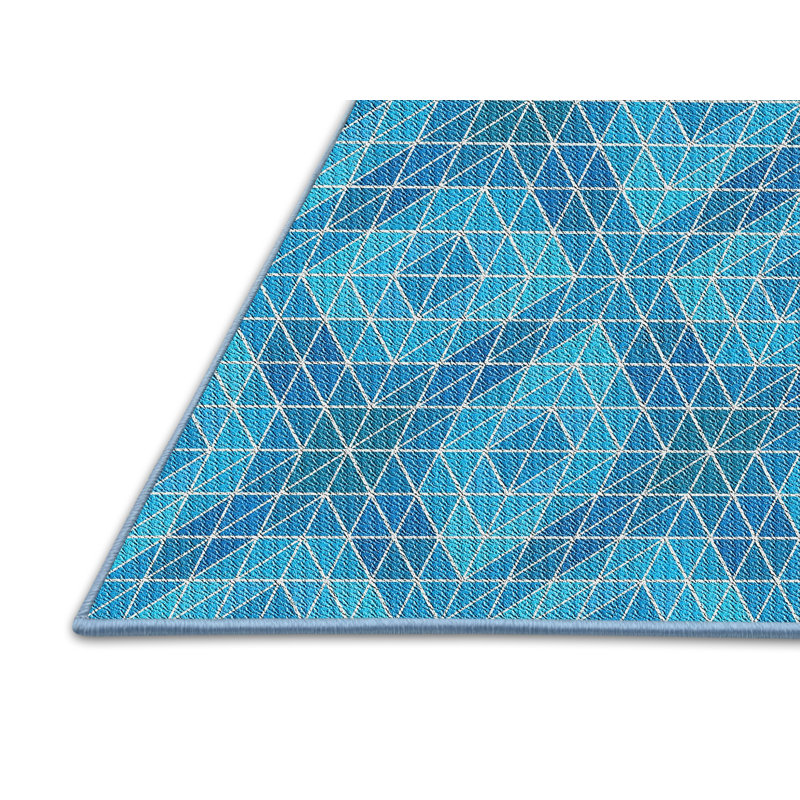 Tapis de zone bleue à motifs, Rectangle 7 pi x 9 pi