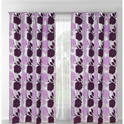 Panneau de rideau simple semi-diaphane avec passe-tringle Floral