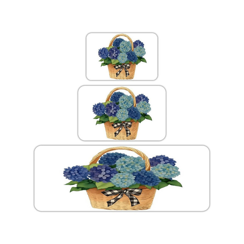 Ensemble 3 pièces de tapis de cuisine Hydrangea