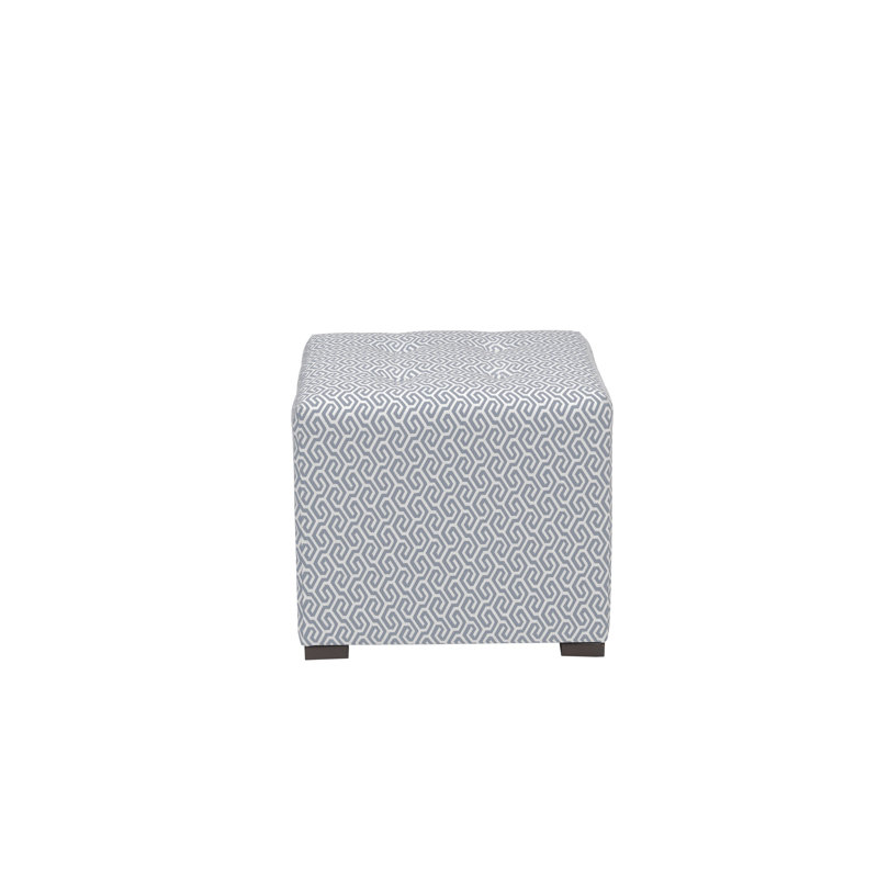 Dalery Upholstered Ottoman, White/Light Blue 100% Polyester
