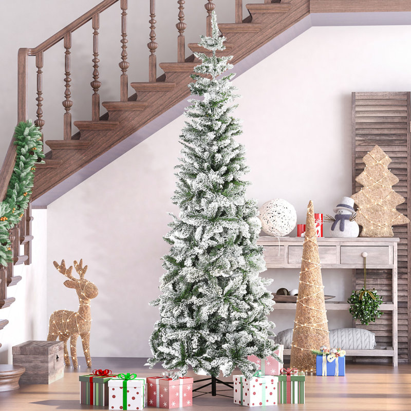 Arbre de Noël artificiel pin enneigé 7,5 pi avec des branches réalistes et 668 pointes HOMcom