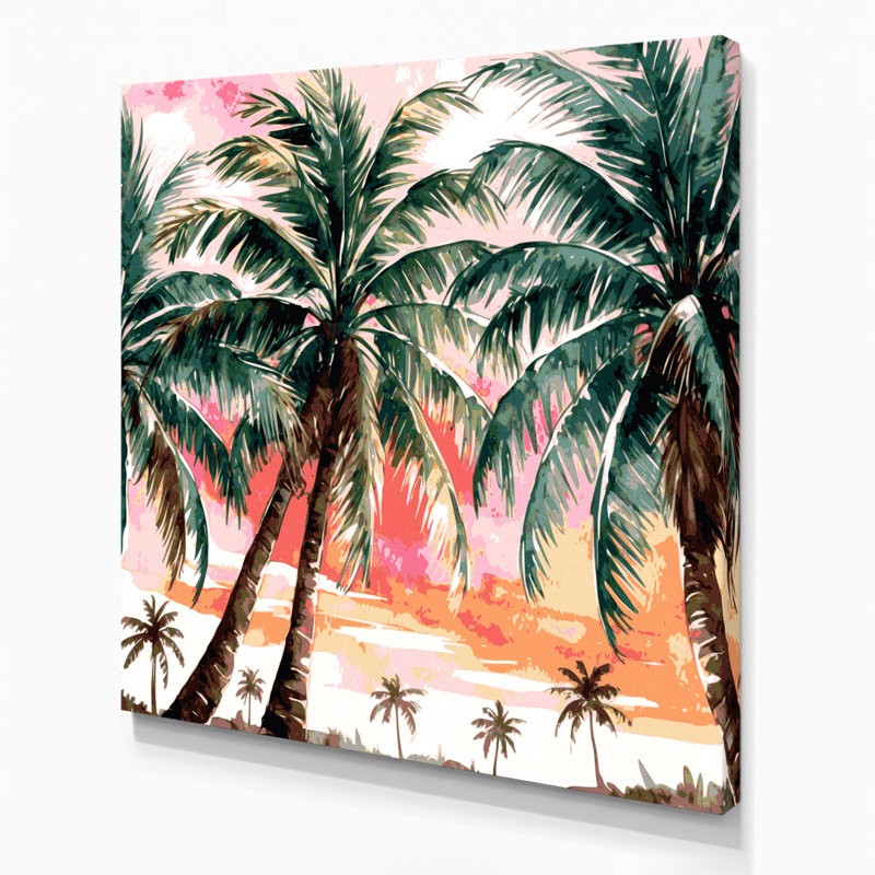 Art mural sur toile hawaïenne cocotier brun, H 12 po x l 12 po