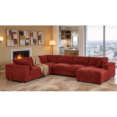 Aneea Reversible Modular Corner Sectional with Ottoman by Wade Logan