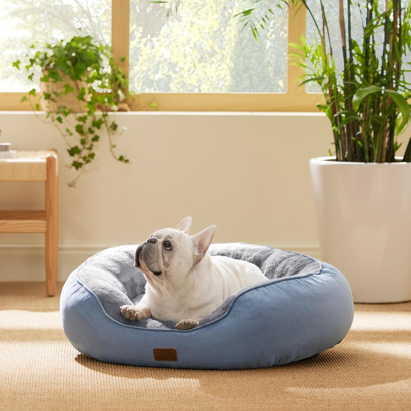Lit pour animal de compagnie avec traversin, Bleu givré