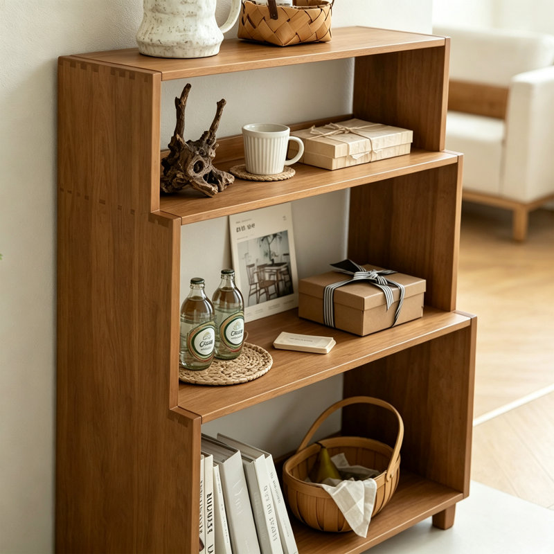 Solid Pine Wood Open Storage Bookcase