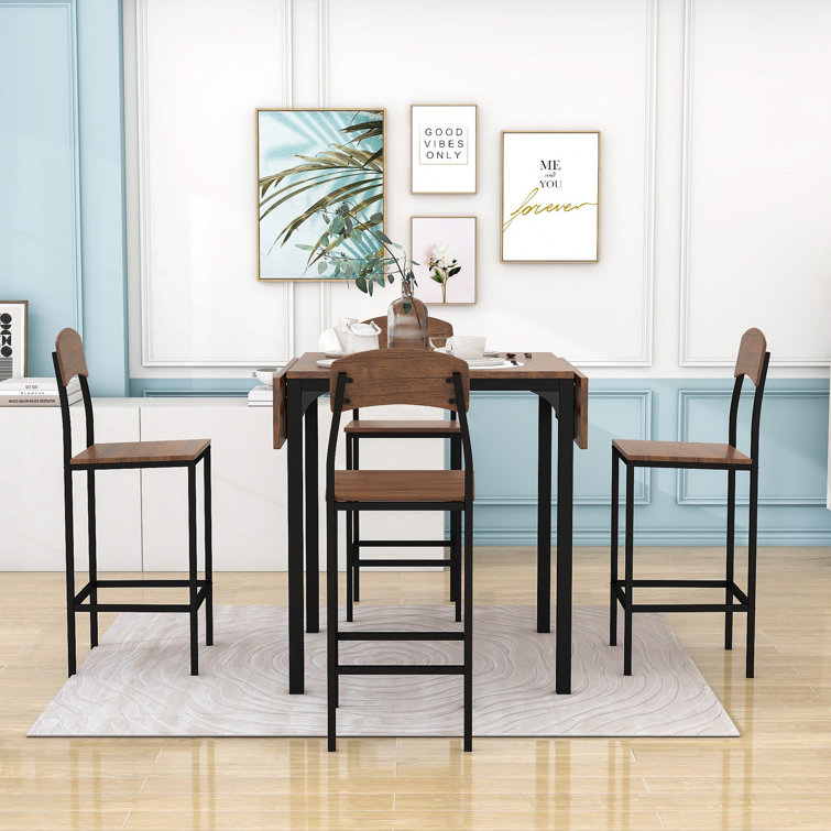 17 Stories Shanque 4 Drop Leaf Set Height Dining - Wayfair Person Counter 