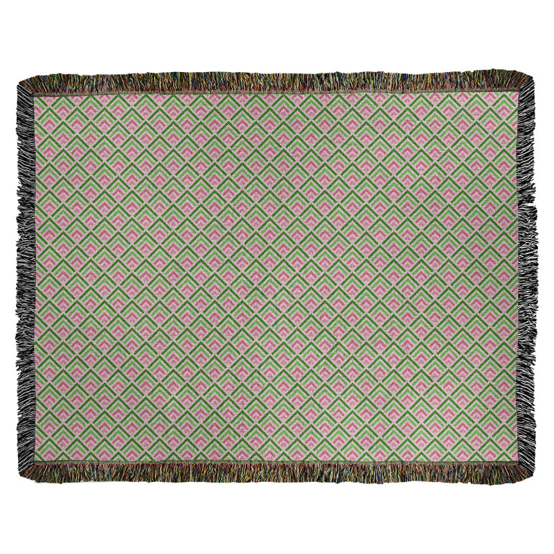 Couverture en coton tissé Katelyn Elizabeth, L 37 po x L 52 po, Vert/rouge