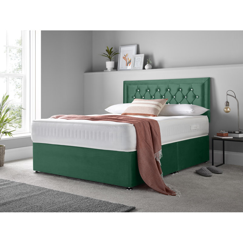 Macungie Divan Bed Set, Green, Small Double (4'), 4 Drawers