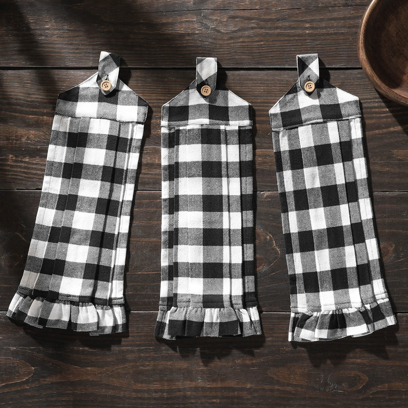 Serviette de cuisine à carreaux Annie Buffalo, Noir / blanc
