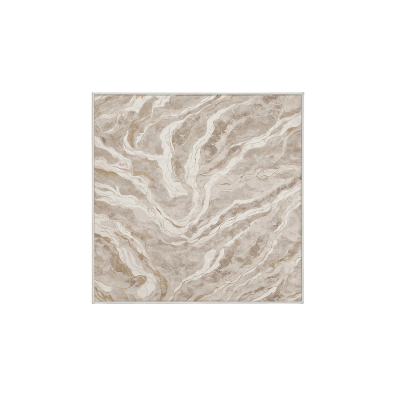 Tapis beige soyeux et moelleux, Carré 4 pi