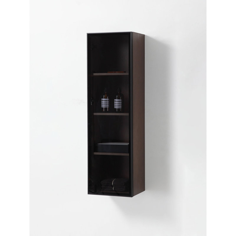 Luce 13" Wall-Mounted Side Cabinet, Chestnut Oak/Matte Black