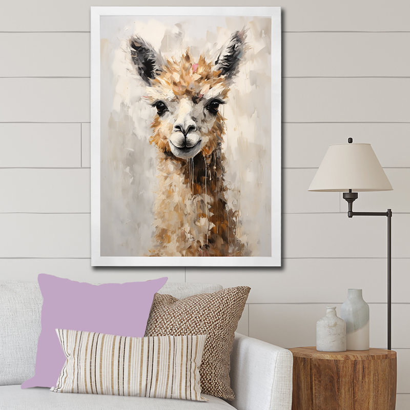 " Minimalism Alpaca Grunge ", 40" H x 30" W x 1.5" D, White Picture Frame
