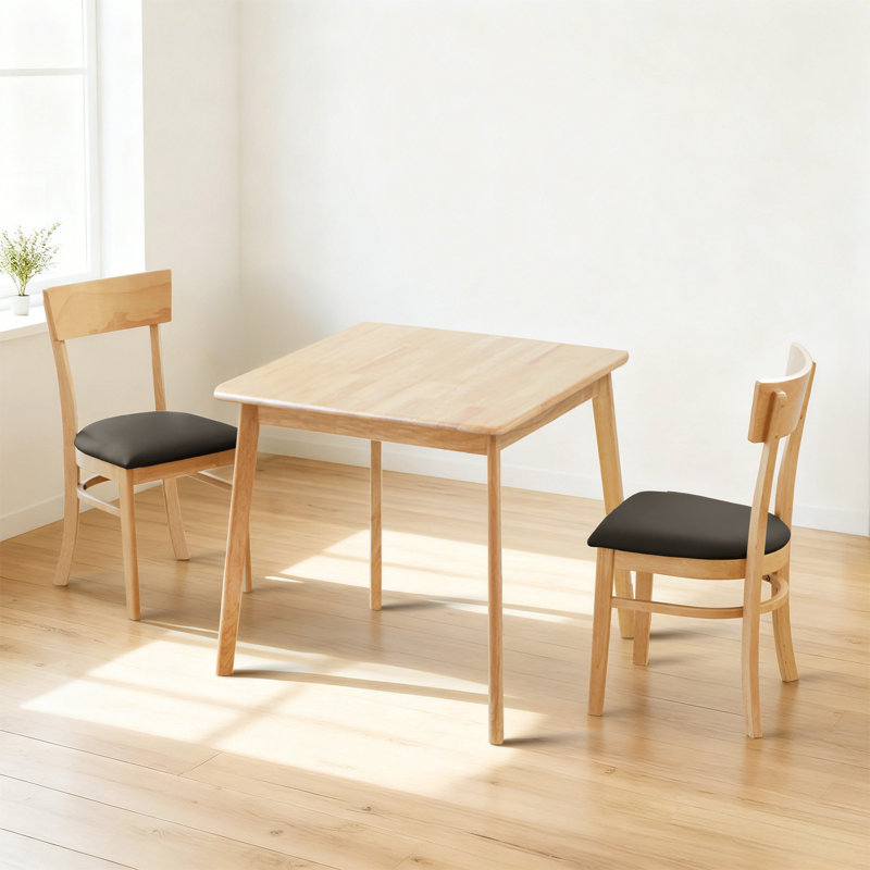 Gladkowski Parsons 3-Piece Breakfast Nook Square Solid Wood Dining Table Set, Natural