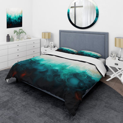 Blue And Black Ripple Abstract Medley IV - Other Abstract Duvet Cover Set