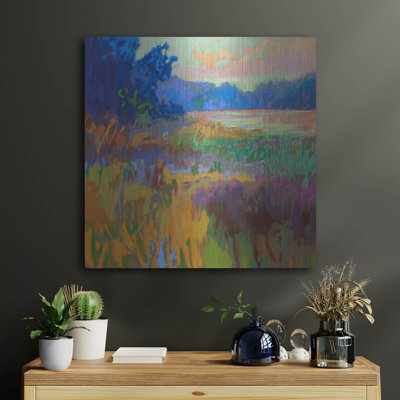 «Pastoral XV» par Jane Schmidt, art mural en métal, 36 po x 36 po