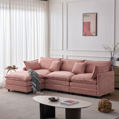Canapé modulaire de 105 po en tissu de chenille rembourré de 105 po avec canapé à 3 places et repose-pieds