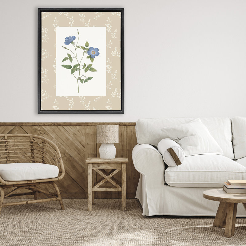 Cadre flottant rétro avec plaque botanique, design par Val Rhodes, Cadre flottant noir de jais, H 31 po x l 25 po