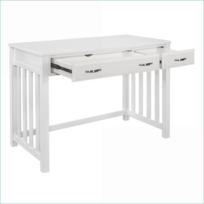 Desks | Modern Traditional 1pc with 2 Drawers &amp; Keyboard Drawer | White | Wood &amp; Engineered Wood