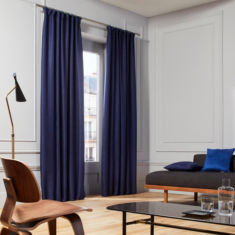 Coconut Semi Sheer Single Curtain Panel, 145 W x 280 D cm, Dark Night Blue