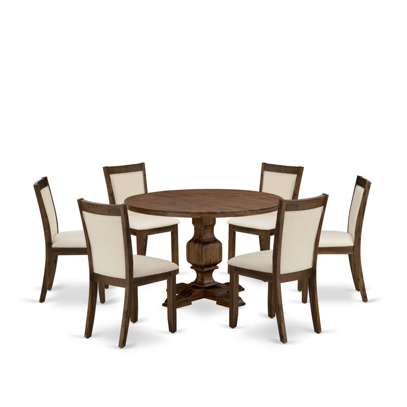 Ensemble de salle à manger 7 pièces moderne - table en bois et 6 chaises de salle à manger en bois Parson couleur café avec dossier haut - finition jacobine patinée