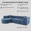 Canapé modulaire incurvé en forme de L de 109 po de style moderne | Chenille infroissable, mousse haute densité + ressorts ensachés, 2 coussins décoratifs, assemblage sans outil-1925745228