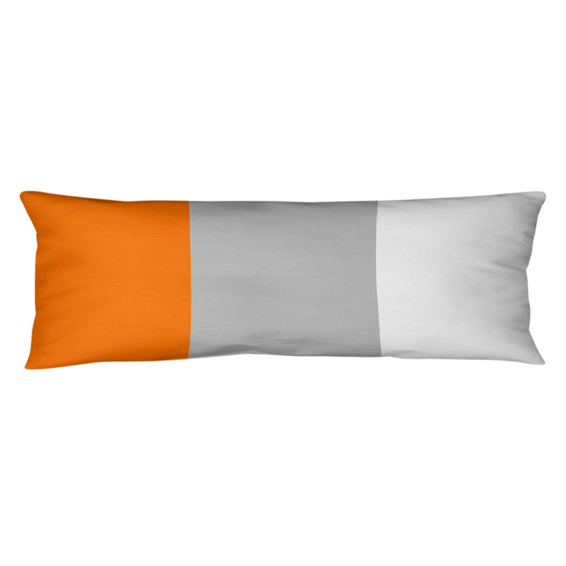Abel Polyester Medium Pillow, Orange/Silver Middle
