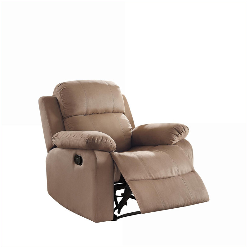 Fauteuil inclinable Rich Brown Classic avec accoudoirs coussinés, revêtement en tissu, structure en bois massif, 36 x 41 po