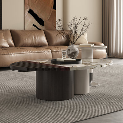 Simple oval marble coffee table