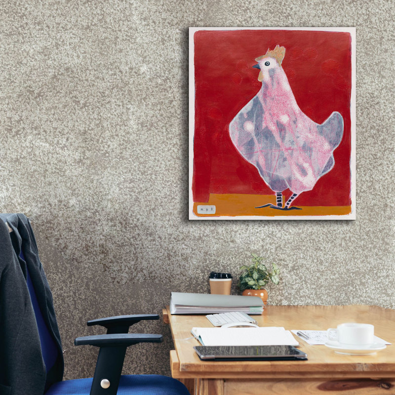 «Red Hen Barrel Studio» par Maria Pietri, art mural en verre acrylique, H 30 po x l 26 po x P 1,5 po