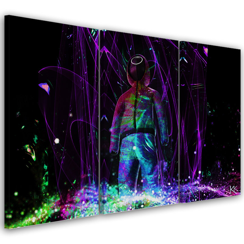 Neon Player - 3 Piece Wrapped Canvas Print Set, 80cm H x 120cm W
