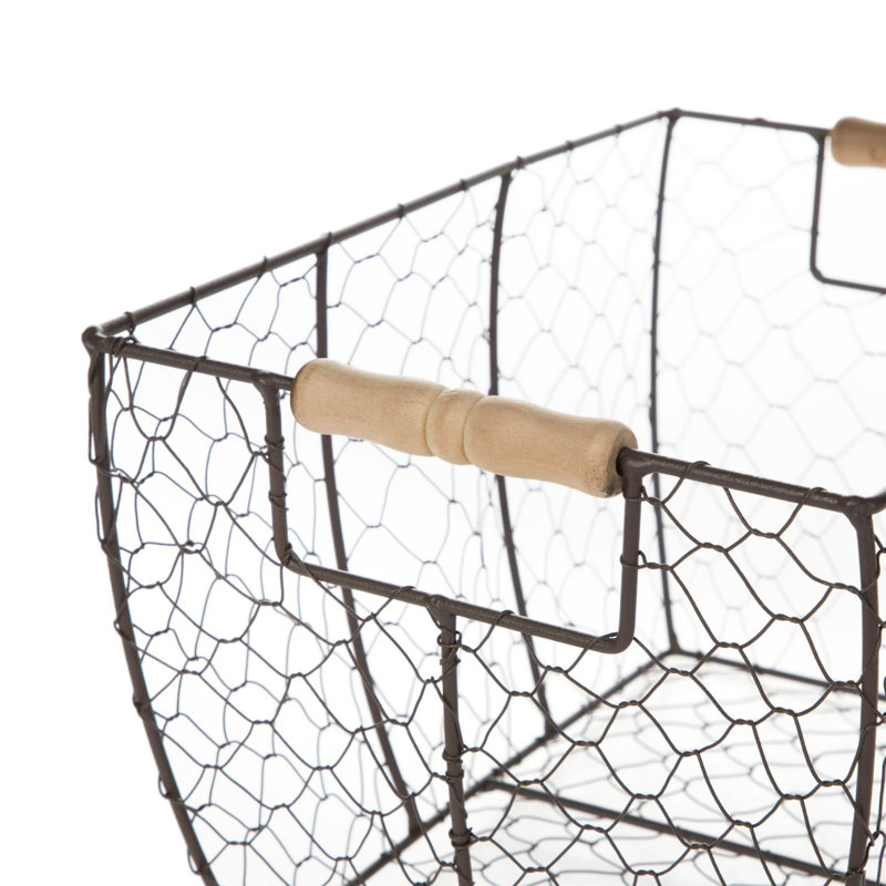 Chicken Wire Basket with Wood Handles