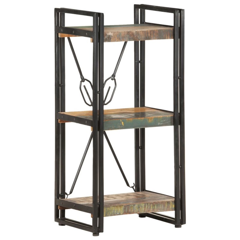 Bibliothèque en bois de manguier massif, Noir, H 31,5 po x l 15,75 po x P 11,81 po