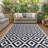 Black and White Cross Pattern Outdoor Rug Camping Plastic Straw Mats-290417098