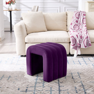 Rienna 19.3" Wide Modern Channel-Tufted U-Shaped Ottoman