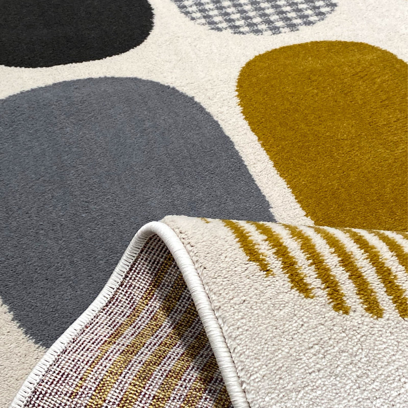 Tapis d'entrée de haute qualité, 31,5 po x 59,1 po | 100% polypropylène, hauteur des poils: 0,4 po | Design antibactérien, crème et jaune | Durable, facile à nettoyer, idéal pour les vestibules et les espaces de vie | Aspirateur